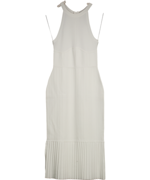 L'agence Ivory White Kimi Pleat Hem Midi Dress UK M