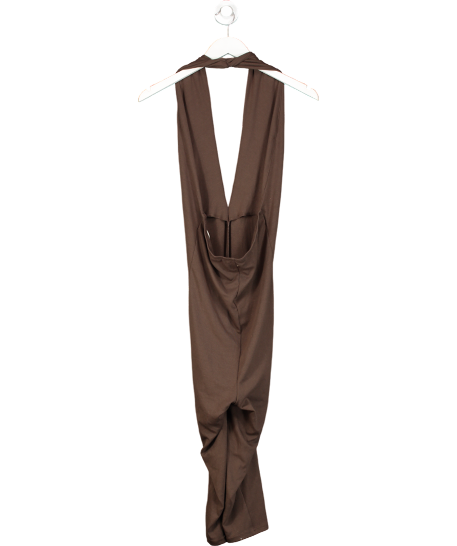 Free People Brown Halterneck Jersey Jumpsuit UK XS