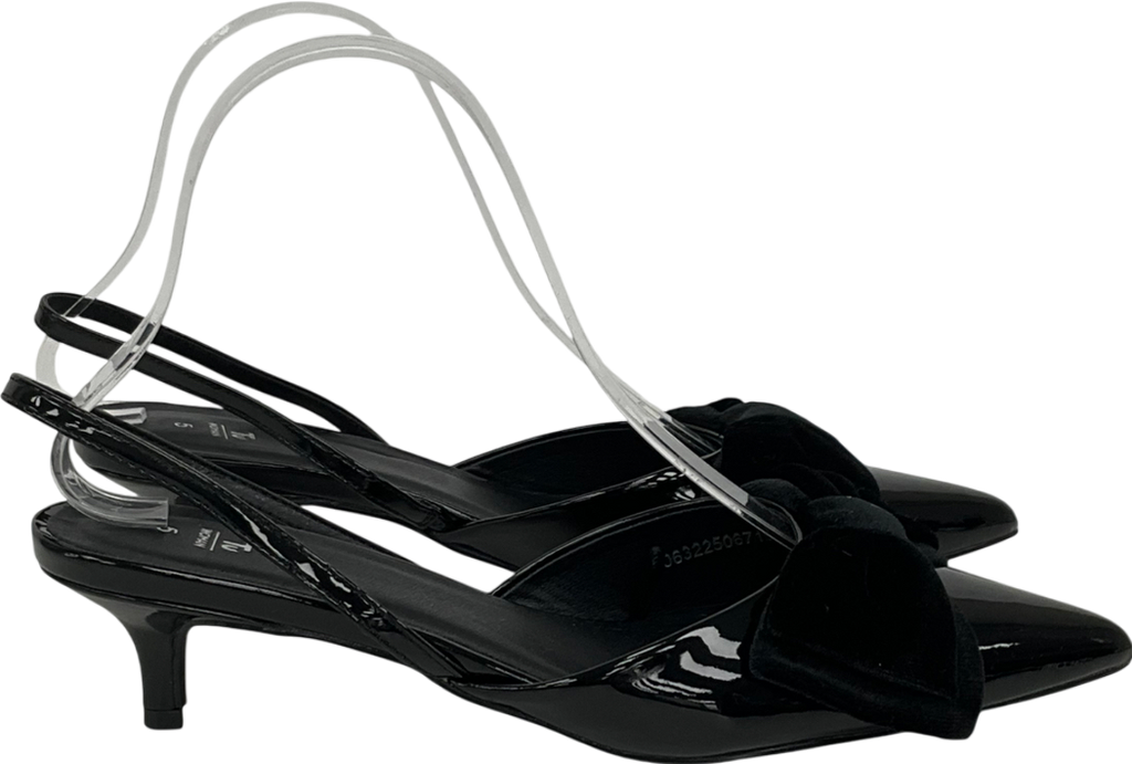TU Black Patent Bow Slingback Kitten Heels UK 5 EU 38 👠