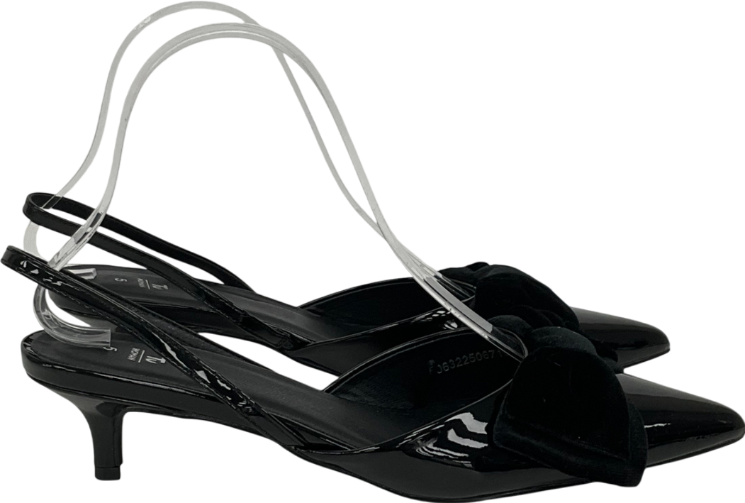TU Black Patent Bow Slingback Kitten Heels UK 5 EU 38 👠