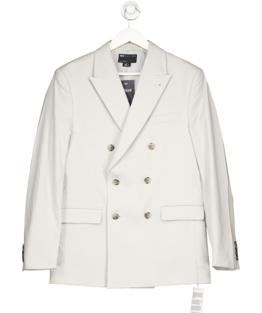 ASOS Grey Double Breasted Linen Blazer UK 38" CHEST