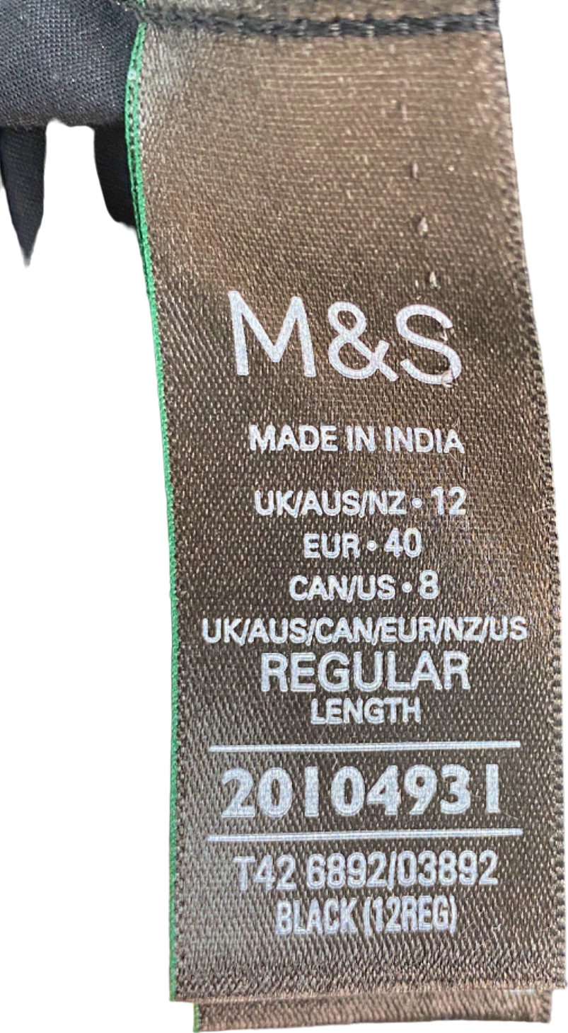 M&S Black One Shoulder Cotton Dress Size 12