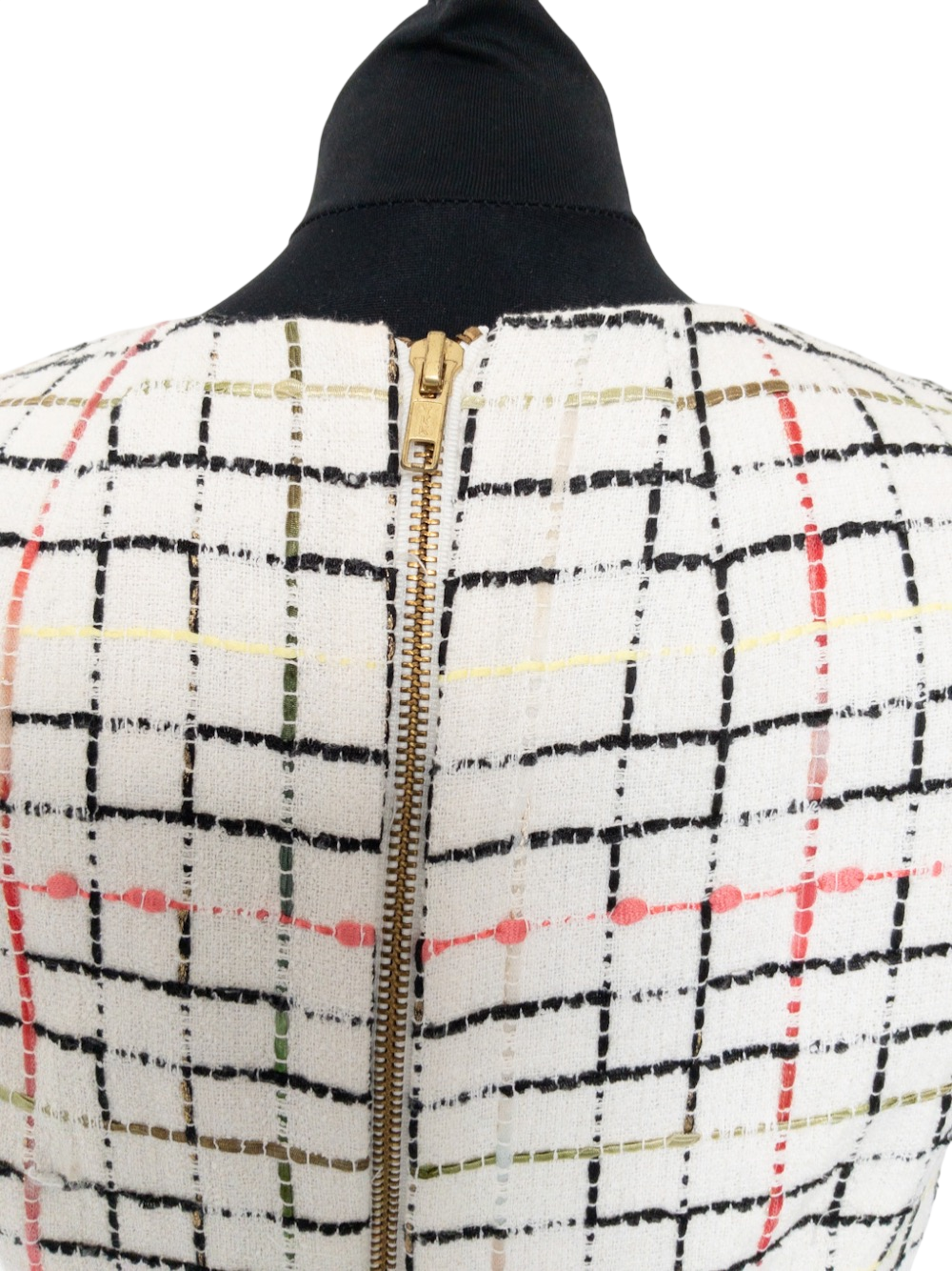 Milly NY White Tweed Buckle Detail Midi Dress Us6 UK 10