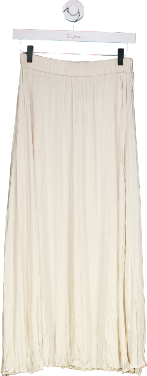 New Look Cream Satin Crinkle Pleated Skirt UK 8