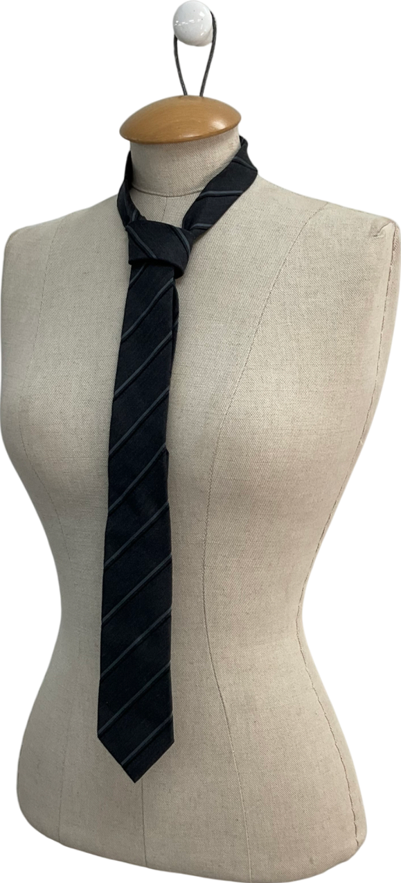 Burberry Grey Silk Wool Blend Tie One Size