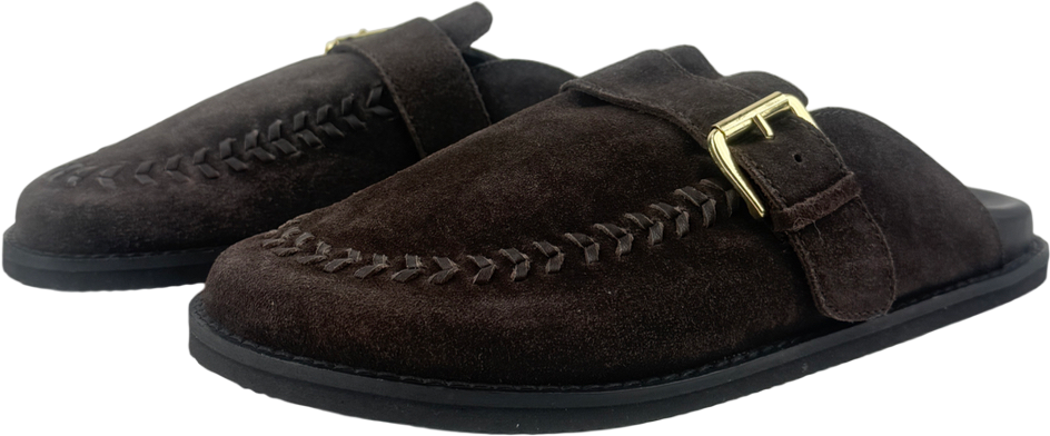 River Island Brown Buckle Suede Clog Shoes UK 5 EU 38 👠
