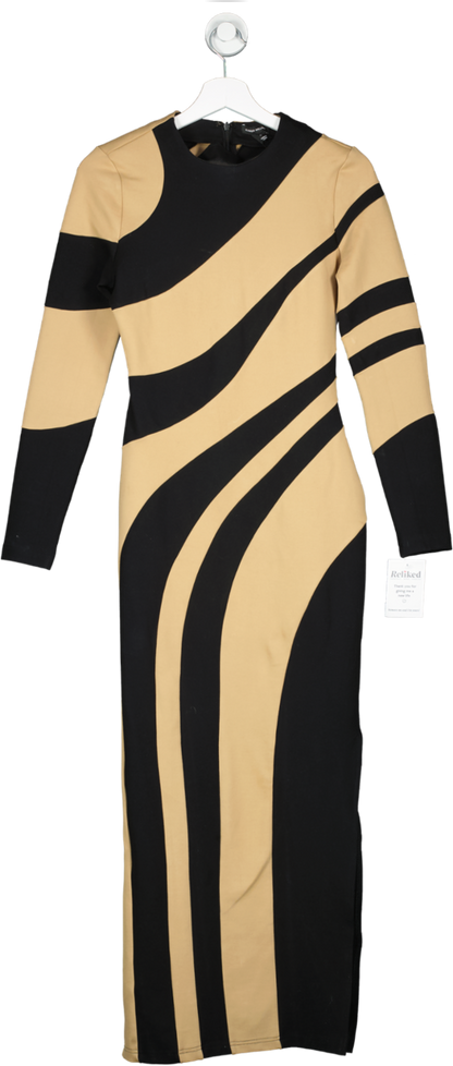 Karen Millen Black Colour Block Ponte Jersey Midi Dress UK XS