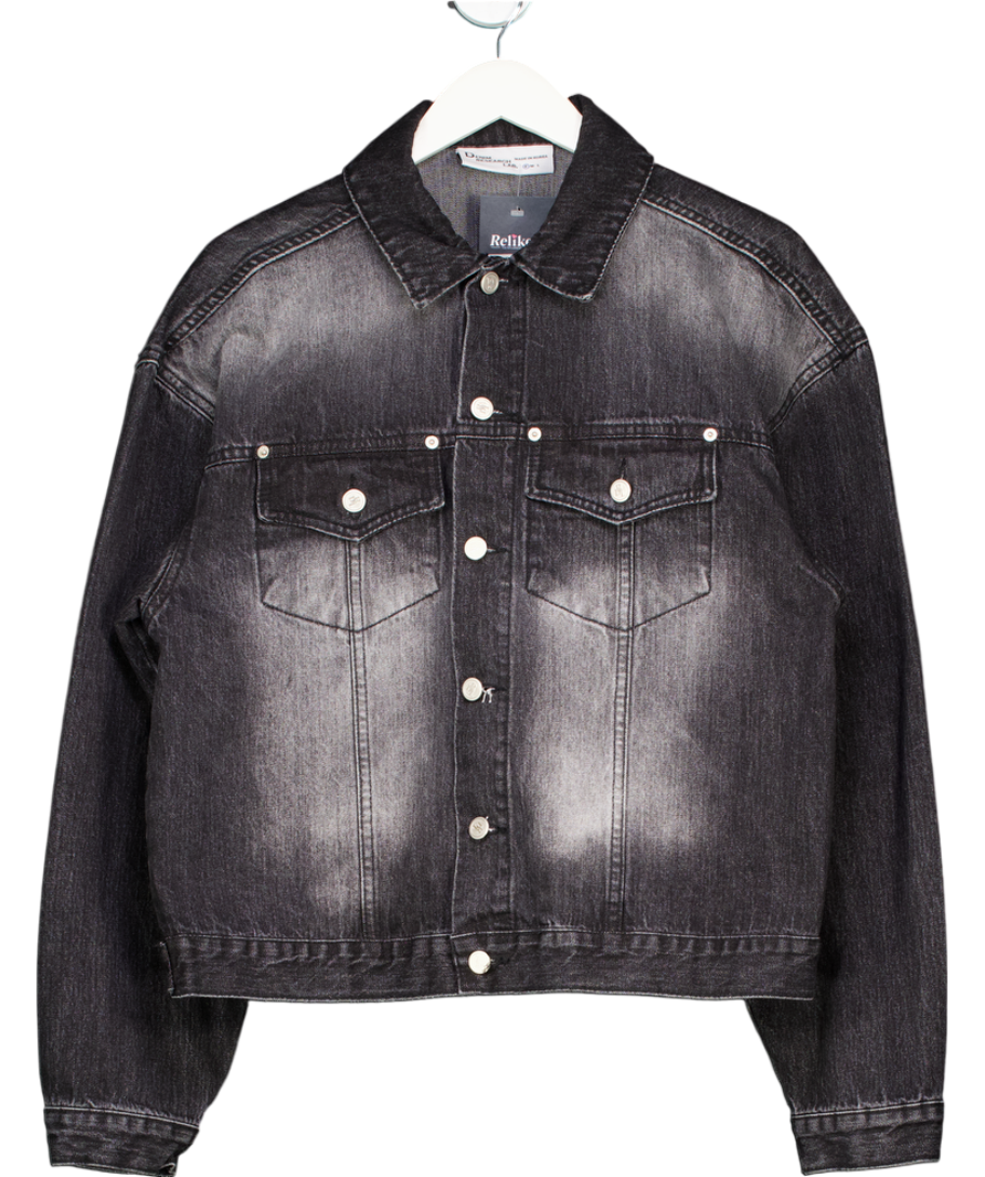 denim research lab Black Denim Jacket With A Faded Wash Effect UK L