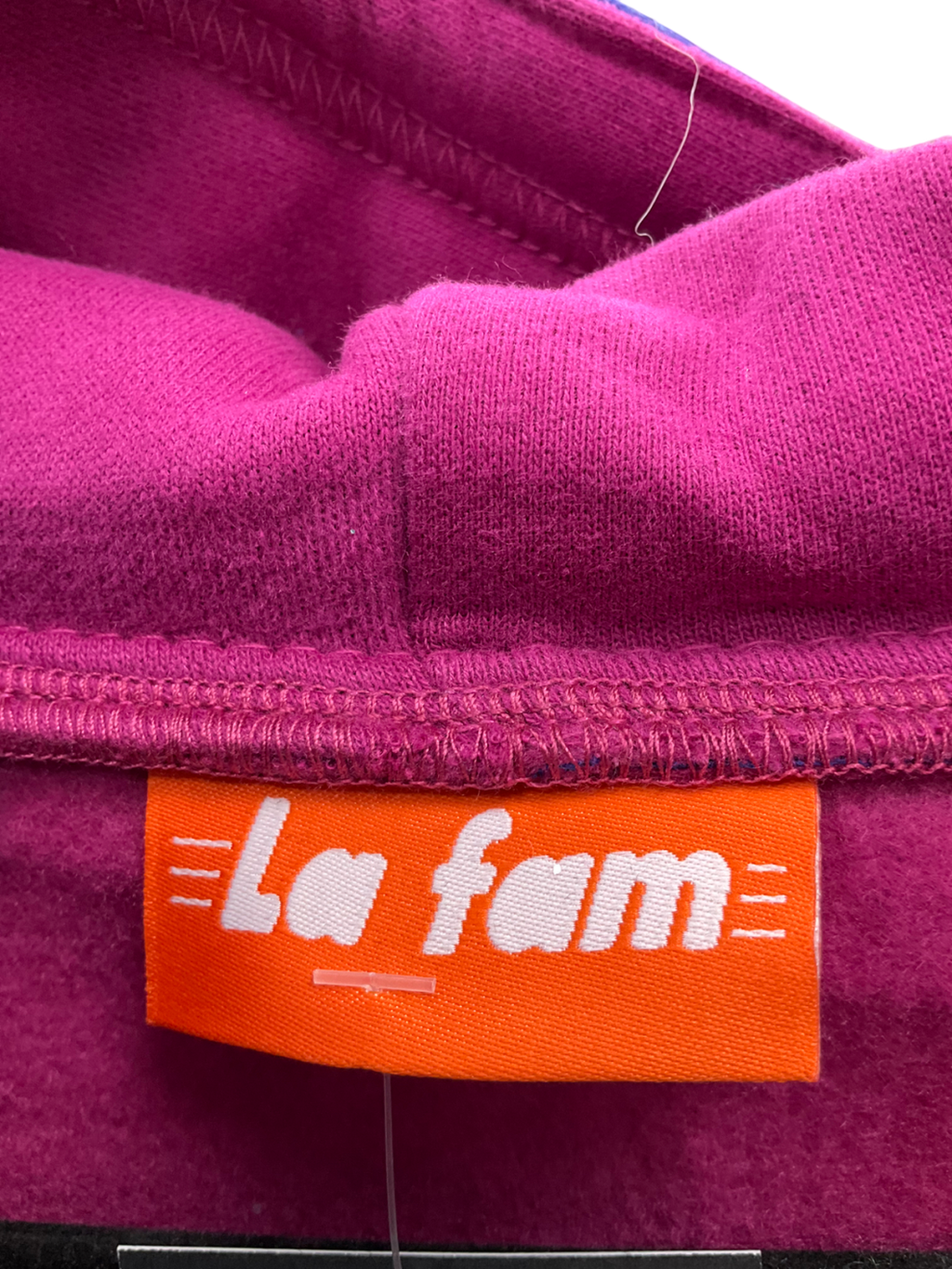 la fam Pink Striped Zipper Hoodie UK L