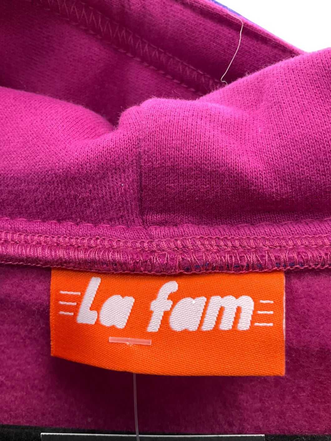la fam Pink Striped Zipper Hoodie UK L