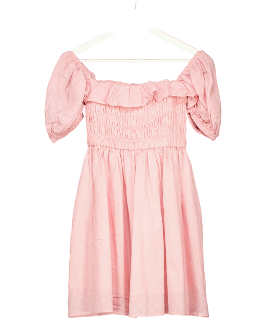 R.Vivimos Pink Square Neck Puff Sleeve Josie Dress UK 8