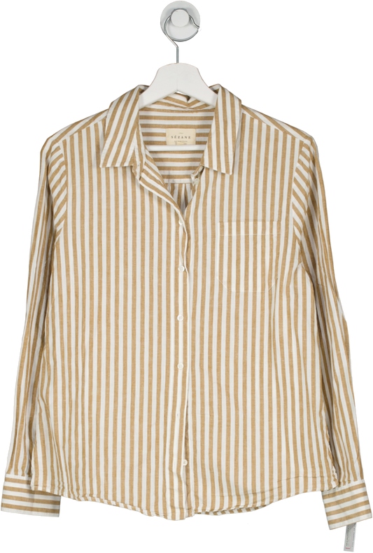 Sezane Brown Tomboy Striped Shirt UK 12
