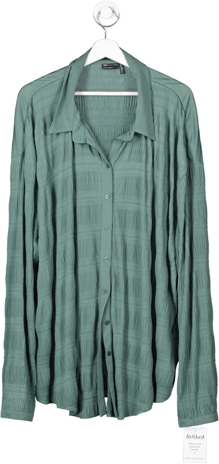 ASOS Green Curve Oversized Plisse Shirt UK 24