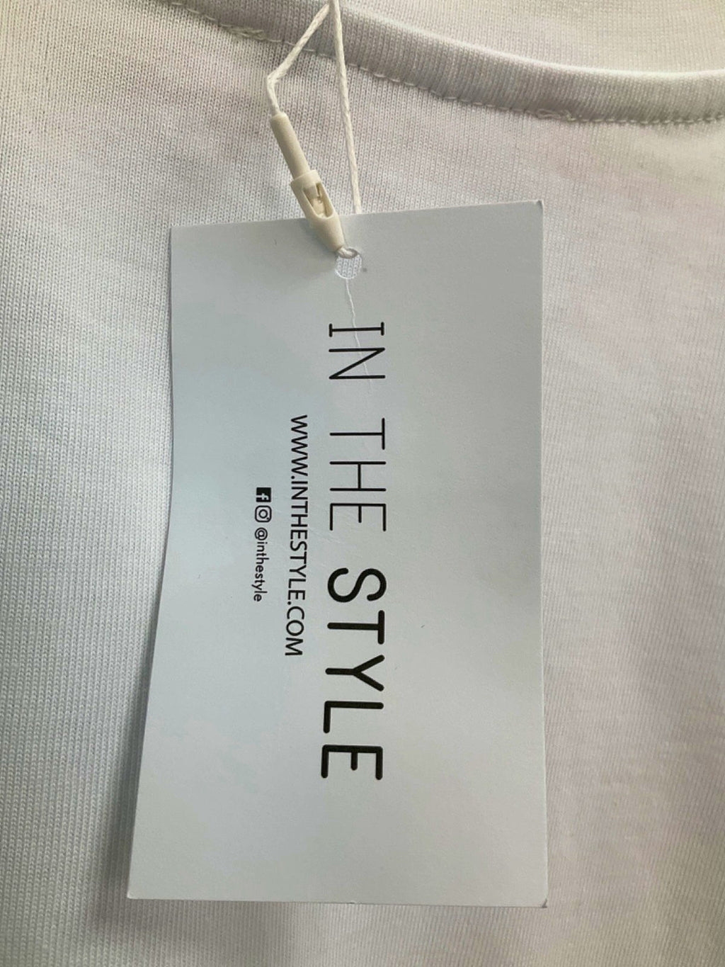 In The Style White Oversized Boyfriend Embroidered Sleeve T-Shirt UK 8