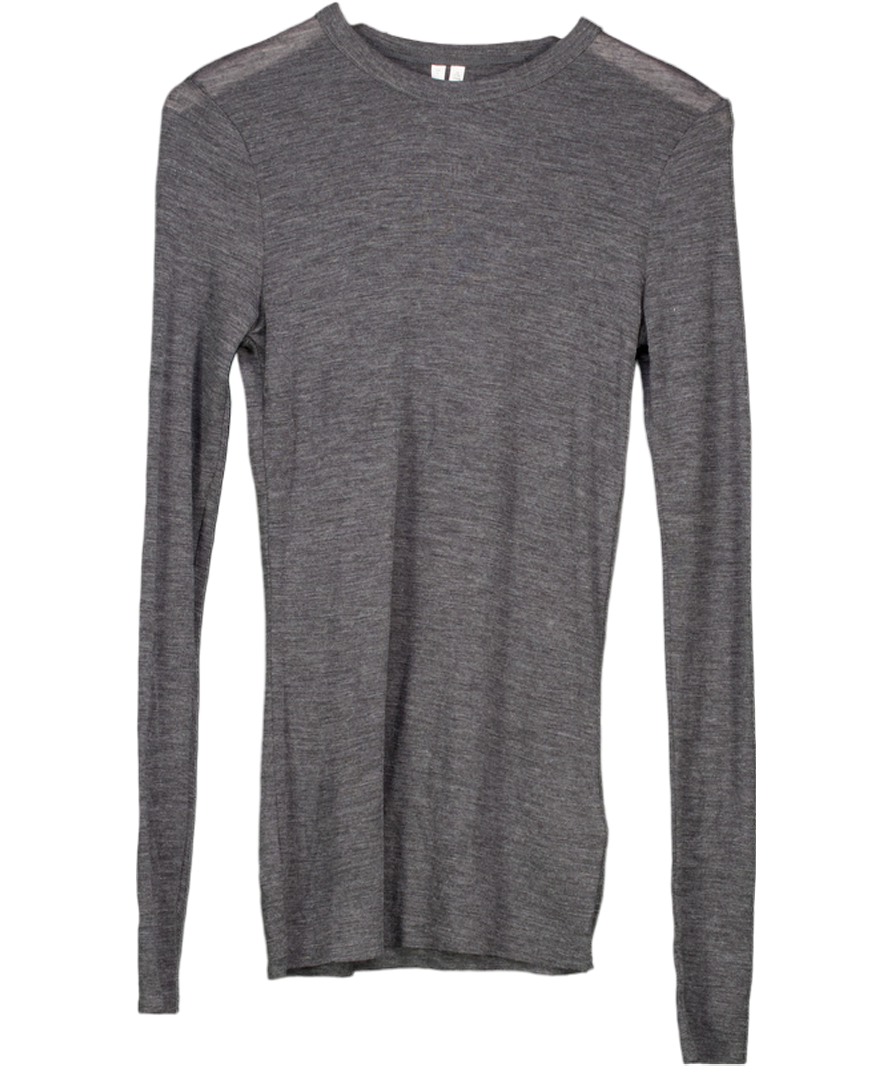 Arket Dark Grey Fine Knit Long-sleeved Merino Top UK L