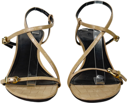 M&S Nude Buckle Strappy Kitten Heel Sandals UK 8 EU 41