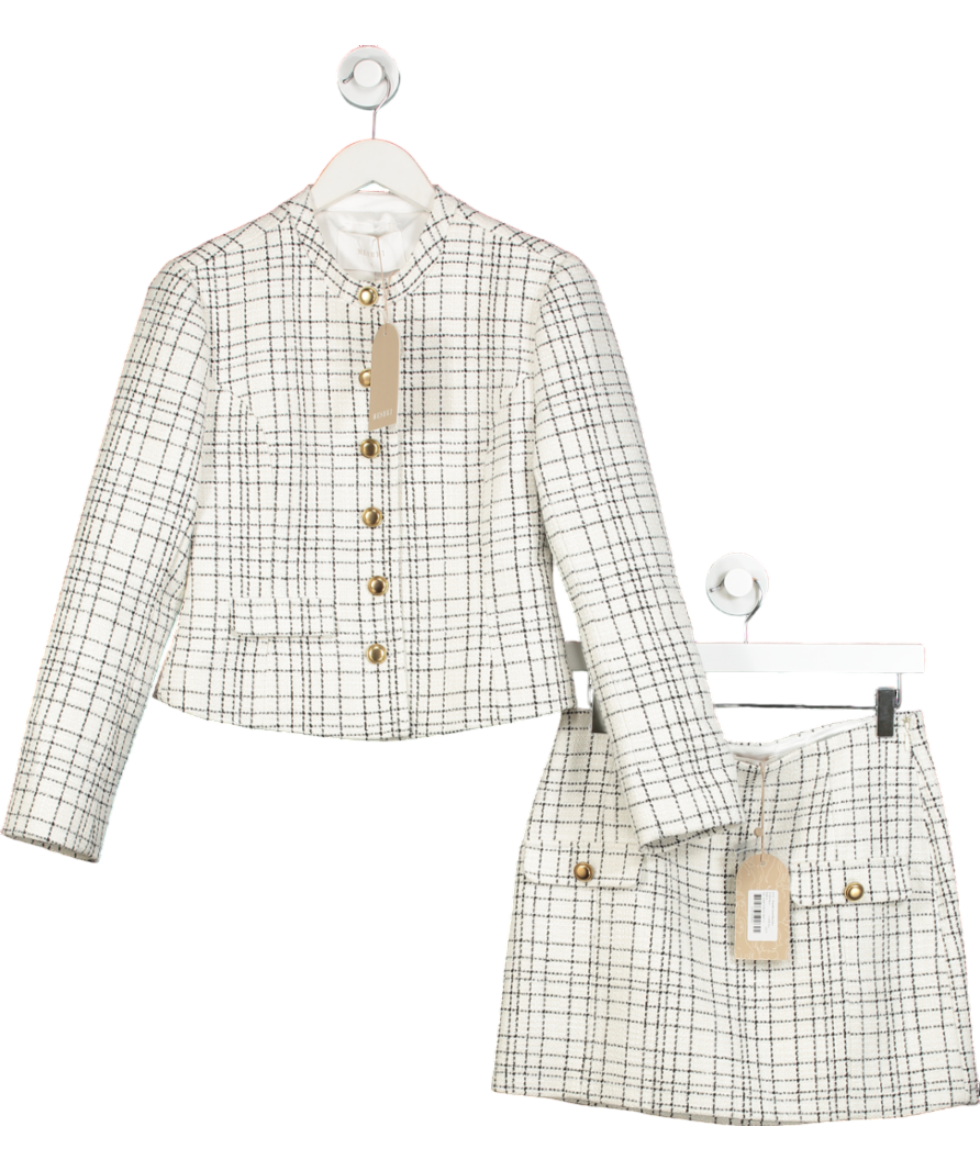 Meshki White Priscilla Tweed Jacket And Mini Skirt UK S