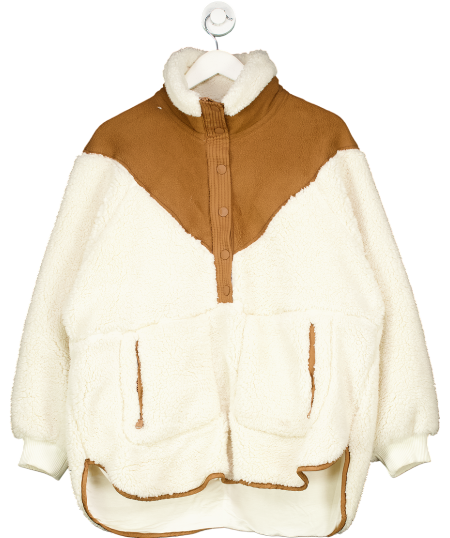 Free People Movement Cream / Tan Oversize Sherpa Sweater UK XS