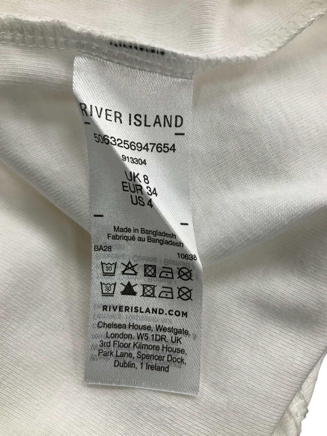 River Island White Relaxed T-shirt UK 8