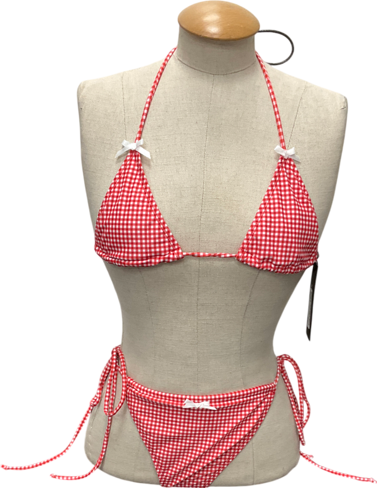 Motel Rocks Pami Bikini Set In Red Gingham With Bows UK S