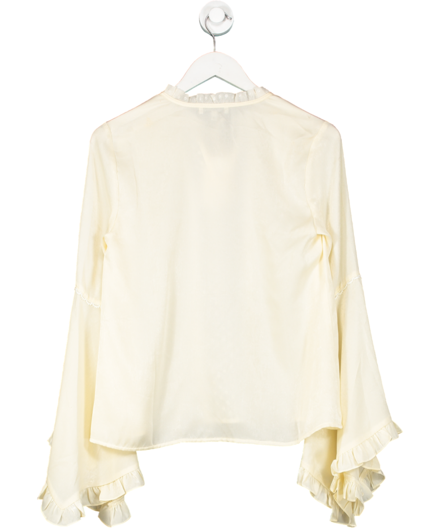 Moon River Cream Satin Long Sleeve Satin Blouse UK S