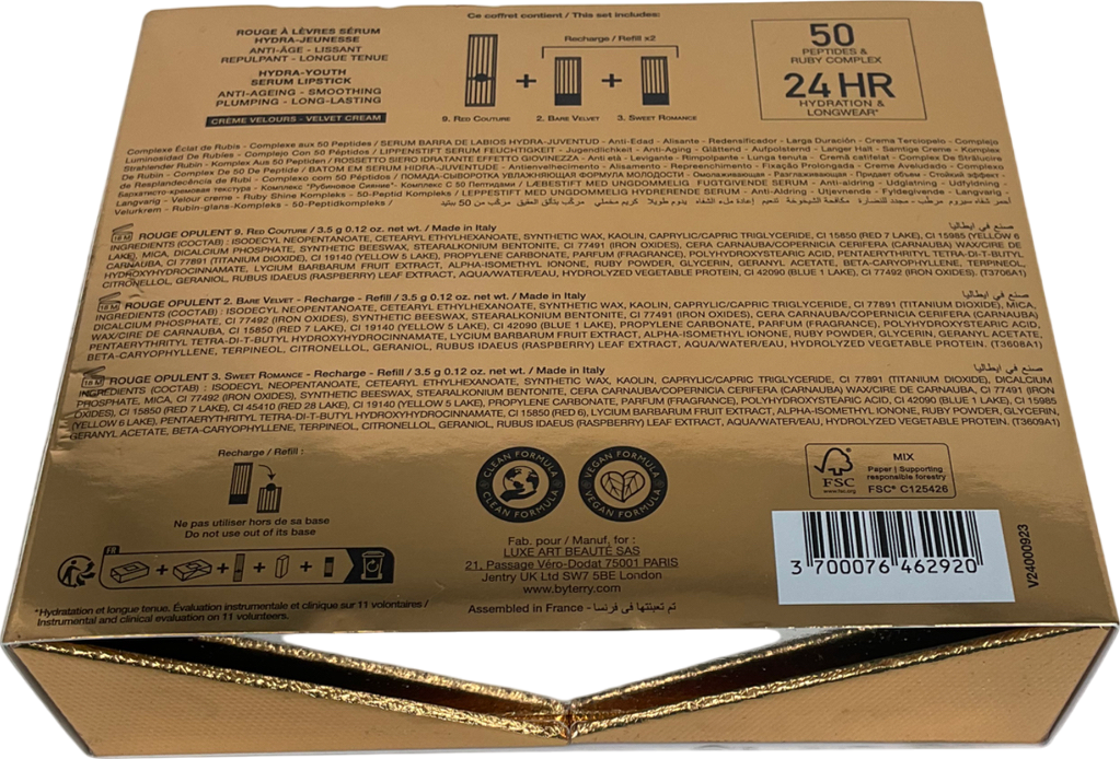 BY TERRY Rouge Opulent Box Set Red Couture X 1, Bare Velvet X 1 Refill, Sweet Romance X 1 Refill