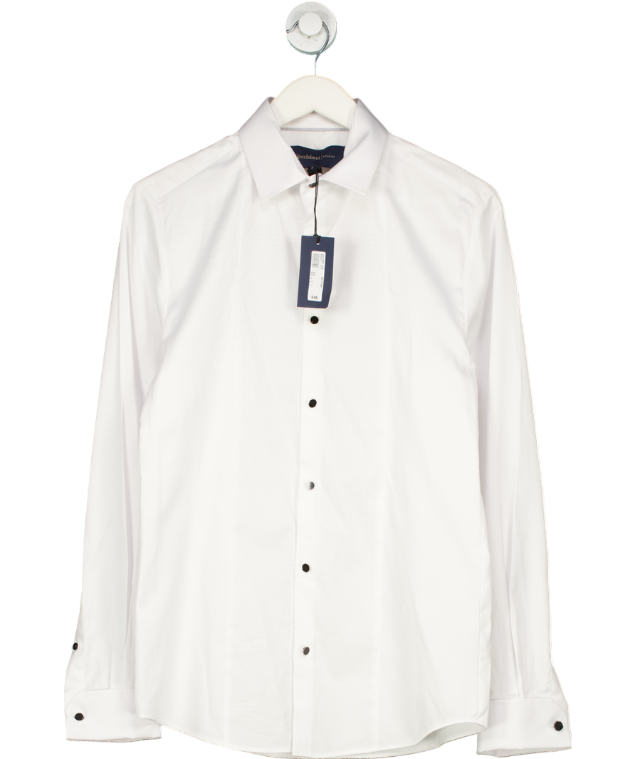 River Island White Slim Fit Pique Formal Shirt UK S