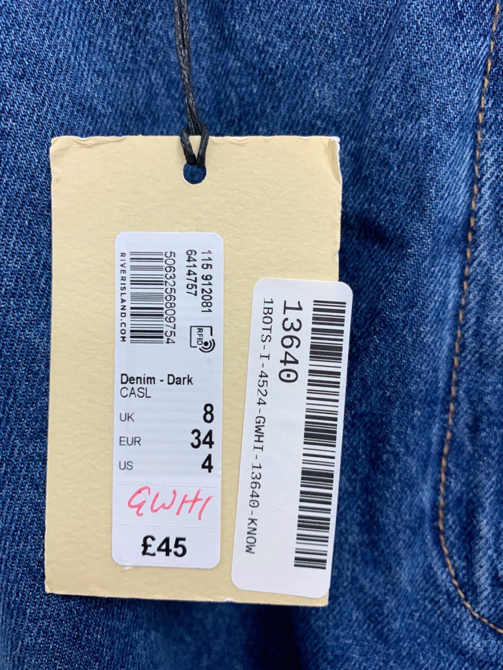 River Island Blue Relaxed Denim Skirt UK 8