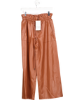 ZARA Tan Brown Faux Leather Straight Leg Trouser UK XS