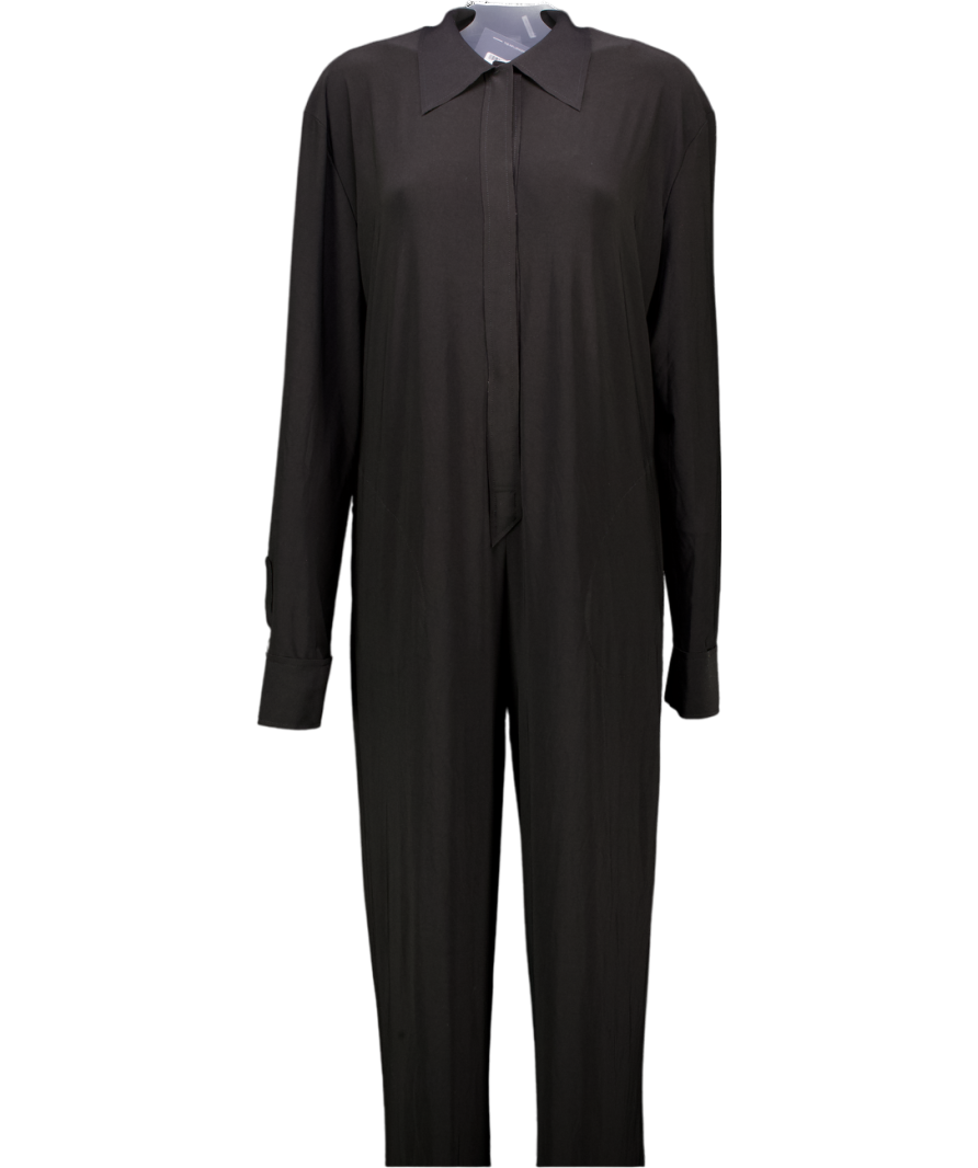 Norma Kamali Black Straight Leg Jumpsuit With Collar Stand UK L