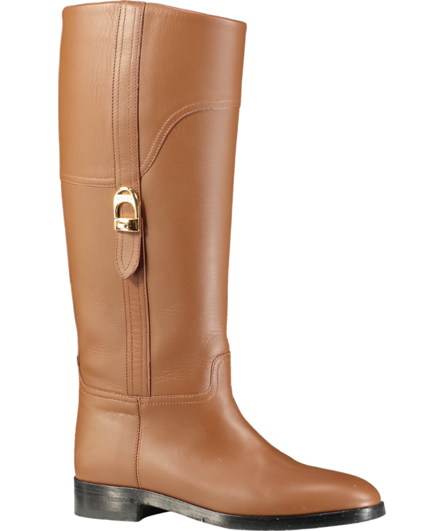 Gucci Brown Leather Flat Knee-high Boots UK 3 EU 36 👠