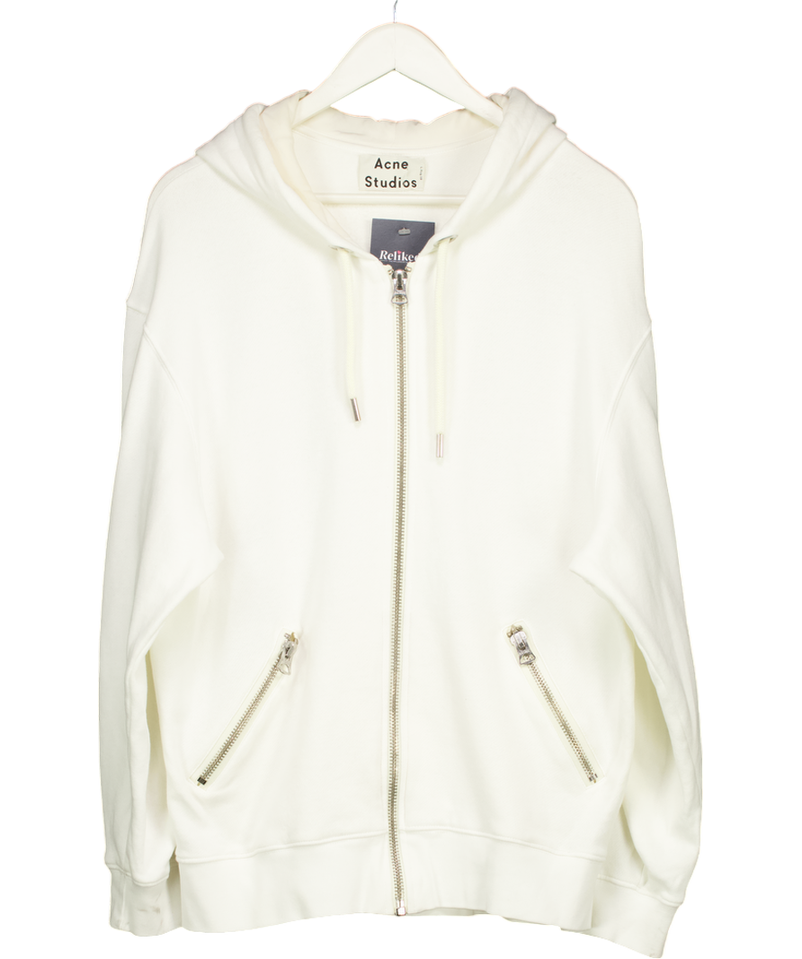 Acne Studios White Hooded Zipper Sweater UK S