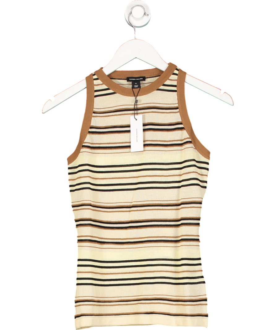 Karen Millen Brown Lightweight Striped Tank UK XS
