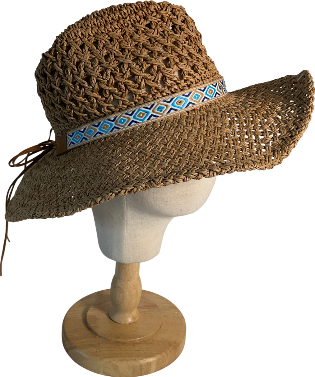 Accessorize Brown Cowboy Straw Hat One Size