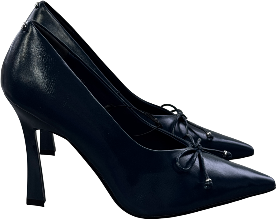 River Island Navy Blue  Bow Court Heels UK 6 EU 39 👠