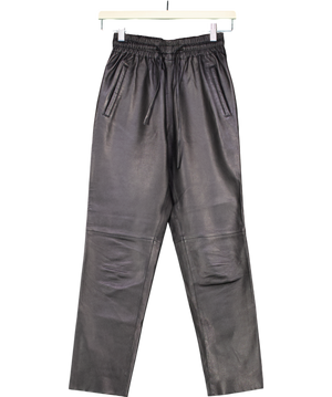 Oakwood Black Leather Drawstring Trousers UK XS