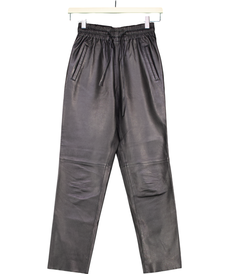 Oakwood Black Leather Drawstring Trousers UK XS