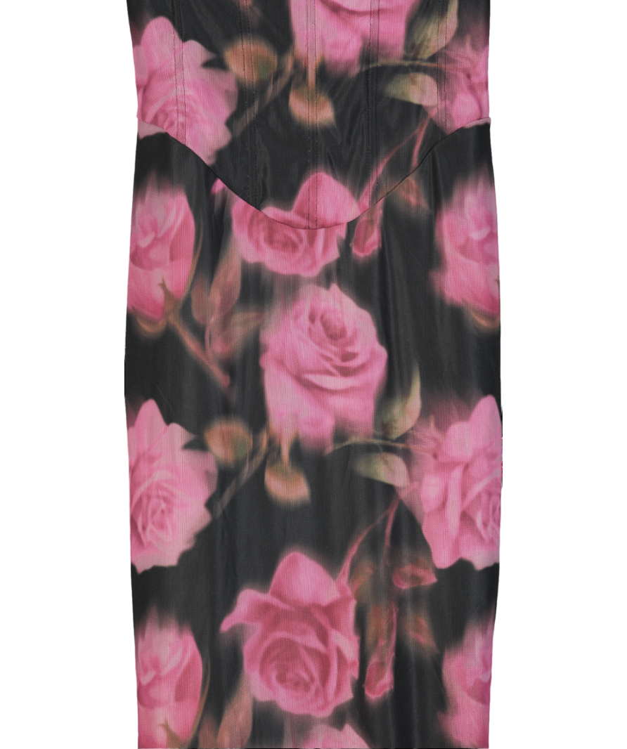 Whitefox Pink Floral Mesh Corset Maxi Dress UK S