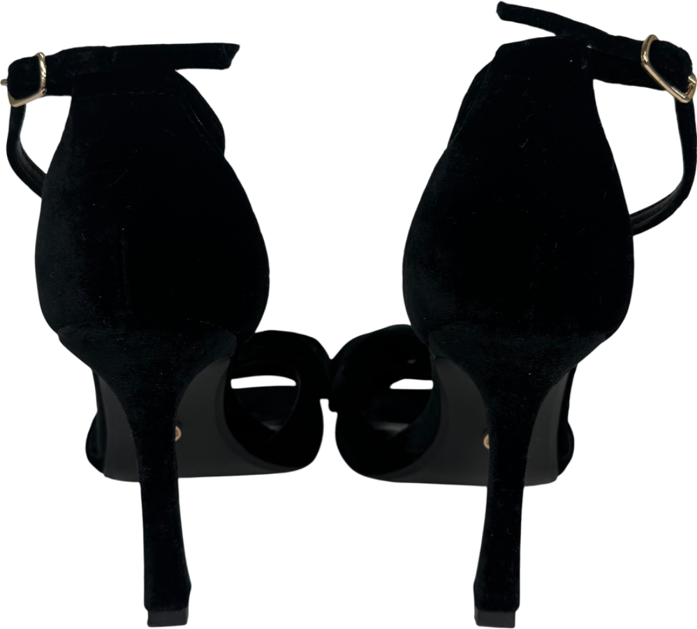 Next Black Velvet Bow Tbar Party Heeled Sandals UK 3 EU 36