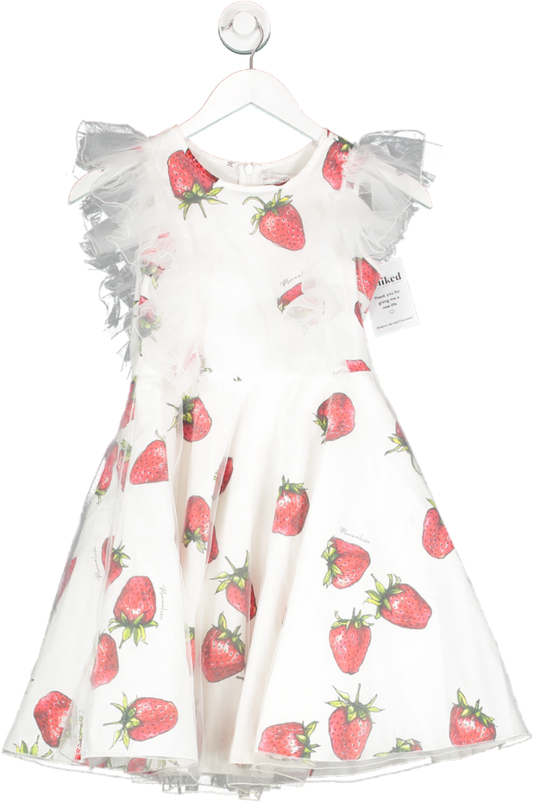 Monnalisa White Tulle Strawberry Dress 10 Years