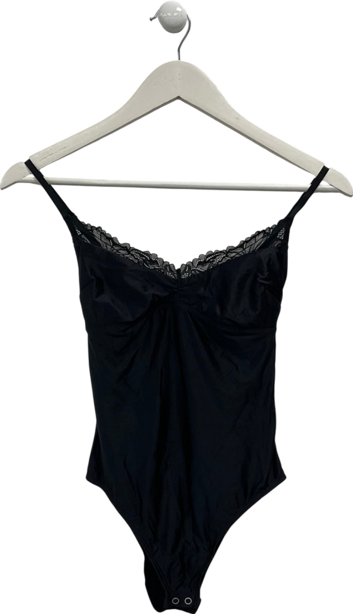 Gilly Hicks Black Lace Trimmed Bodysuit UK XS