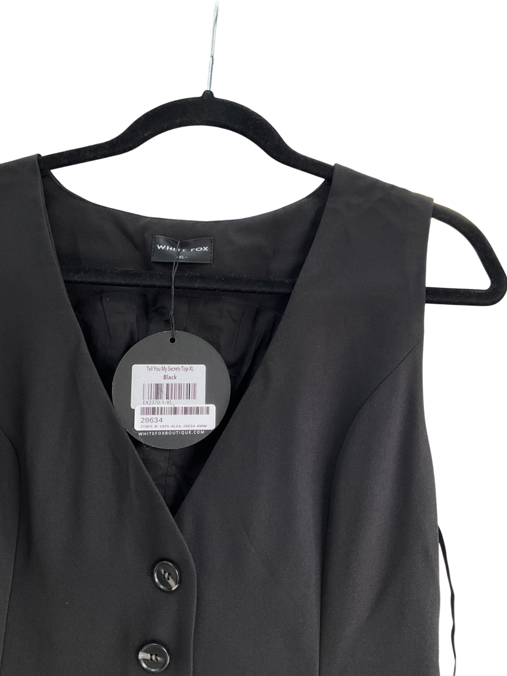 White Fox Black Tell You My Secrets Top UK XL