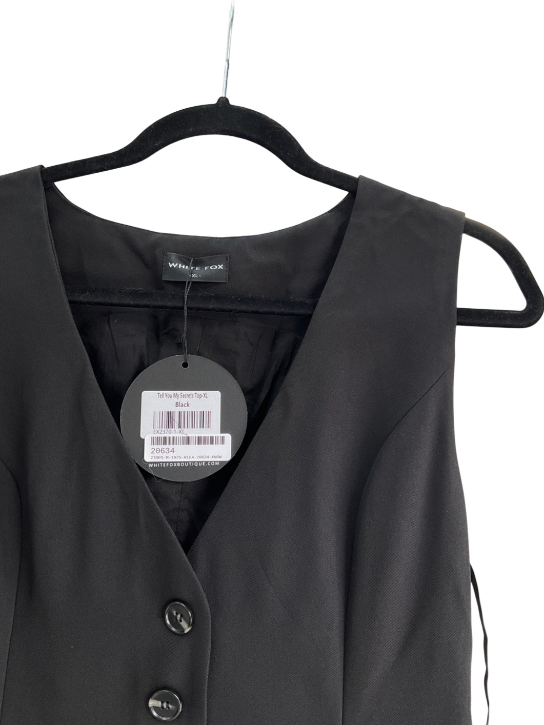 White Fox Black Tell You My Secrets Top UK XL