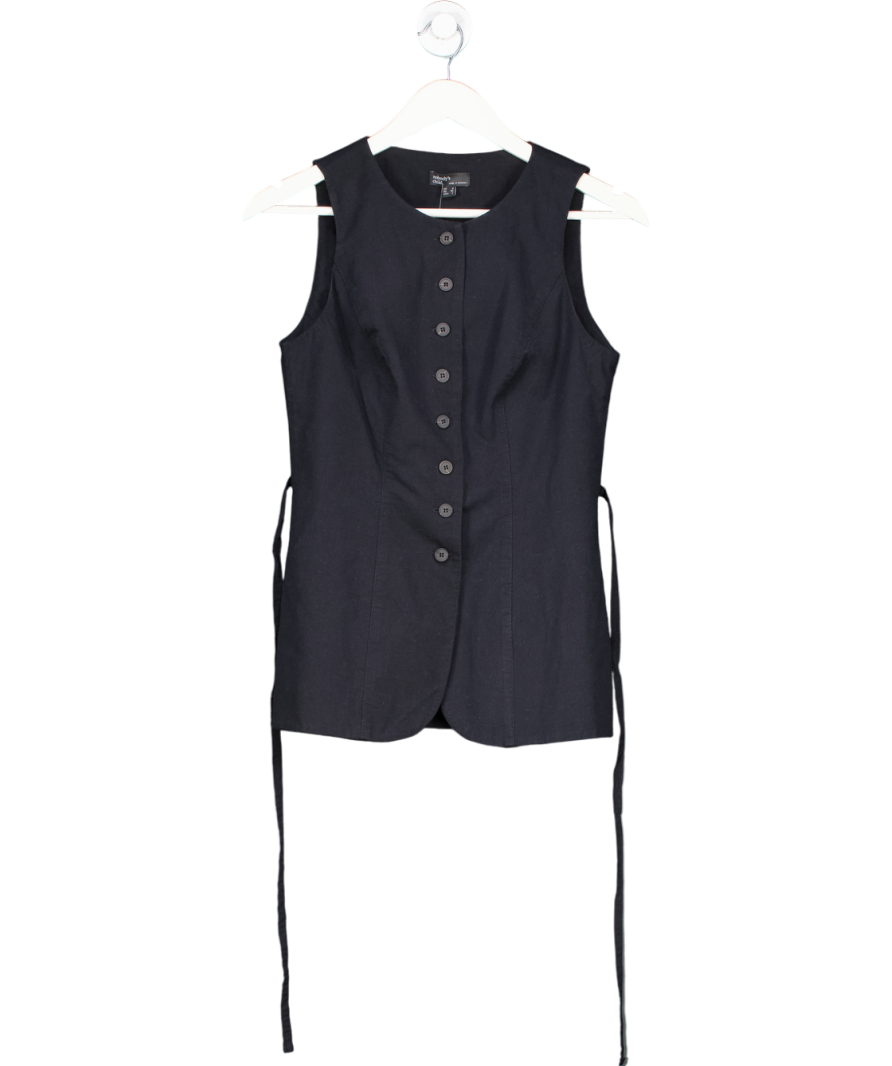 Nobody's Child Black Iinen-blend Longline Waistcoat UK 8