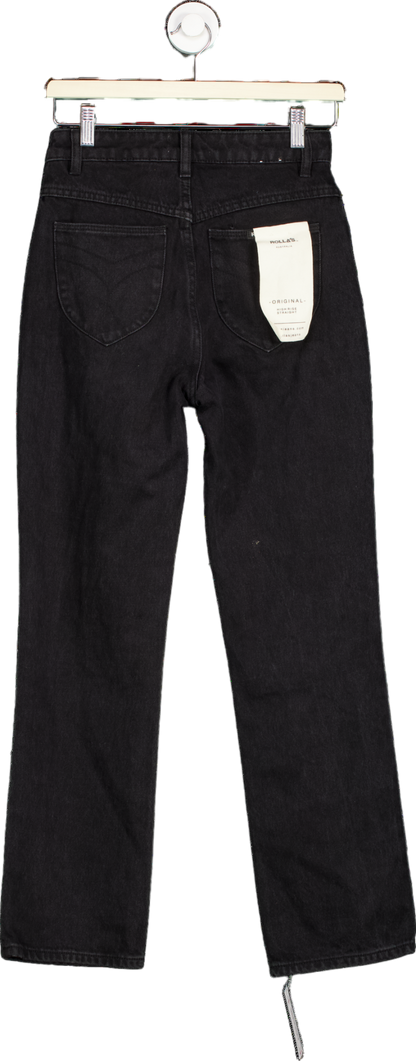 Rolla's Ash Black Original Straight Jeans Size UK W25