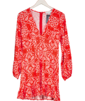 Never Fully Dressed Red Paisley Long Sleeve Mini Dress UK 10