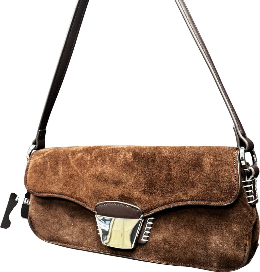 MANGO Brown Real Suede Western Shoulder Bag