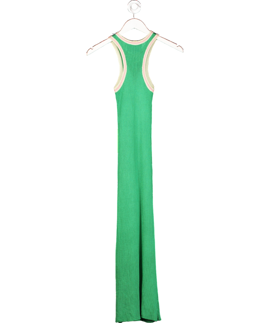 CALLE DEL MAR Green Scoop Neck Ribbed Knit Midi Dress UK S
