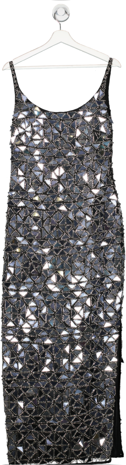Nasty Gal Metallic Mirror Embellished Maxi Dress UK 12