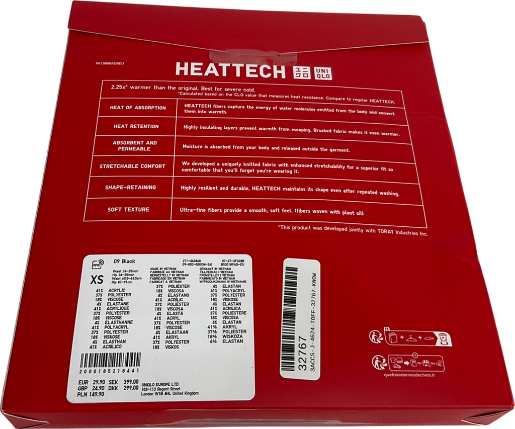 Uniqlo Black Heattech Ultra Warm Tights UK XS